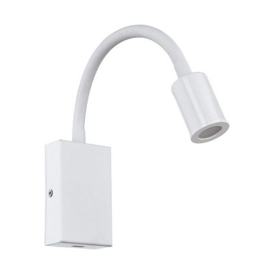Aplique de parede branco de plástico, Cafer, 4W, LED 3000K, com interruptor