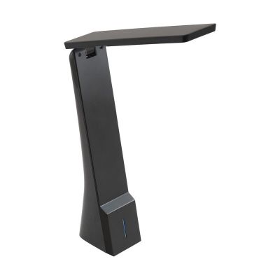 Candeeiro de secretaria preto de plástico, Chama, 1W, LED white switch, com dimmer tátil