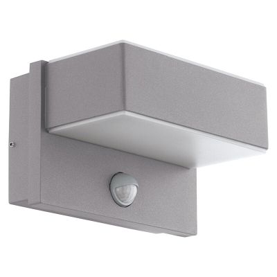 Candeeiro de parede exterior com sensor de movimento prateado de metal, Jason, IP44