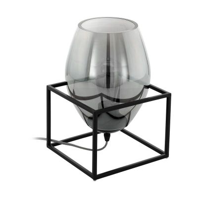 Candeeiro de mesa preto de aço, Josephus, com interruptor