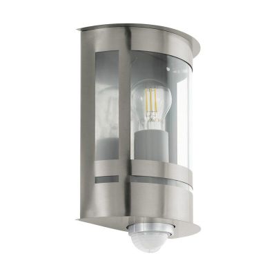 Candeeiro de parede exterior com sensor de movimento prateado de metal, Jeremy, IP44