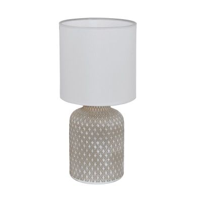 Candeeiro de mesa de cerâmica cinzento, Angele, com interruptor
