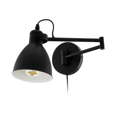 Aplique de parede preto de aço, Tjarco, com interruptor