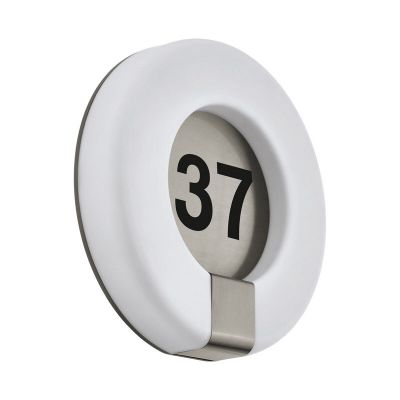 Número de casa iluminado branco de plástico, Evin, 15W, LED ajustável de branco quente a branco frio, IP44, com comando à distância