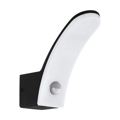 Candeeiro de parede exterior com sensor de movimento preto de alumínio, Oskar, 11W, LED 3000K, IP44