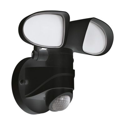 Candeeiro de parede exterior com sensor de movimento preto de plástico, Joselien, 6W, LED 5000K, IP44