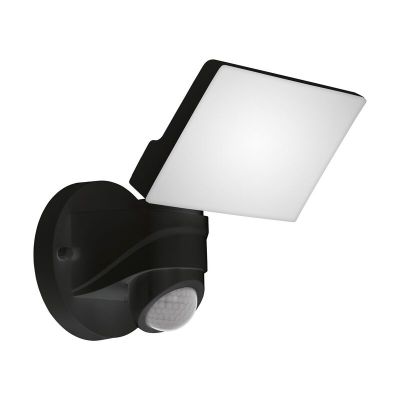 Candeeiro de parede exterior com sensor de movimento preto de plástico, Joselien, 13W, LED 5000K, IP44