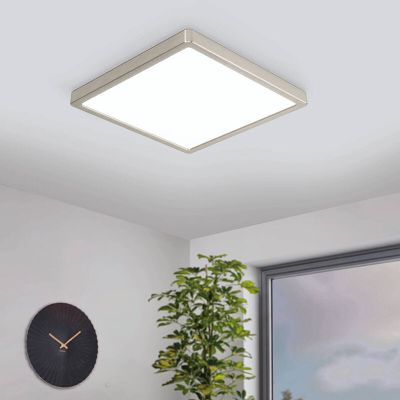 Candeeiro de teto inteligente níquel de plástico, Geraldo, 19,5W, LED ajustável de branco quente a branco frio, IP44