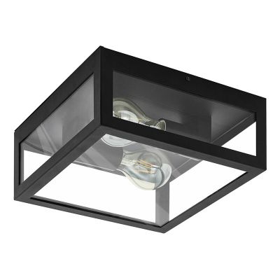 Candeeiro de teto para casa de banho preto de vidro, Amadou, IP44