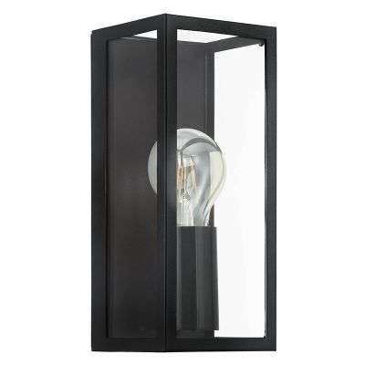Candeeiro de parede para casa de banho preto de vidro, Amadou, IP44