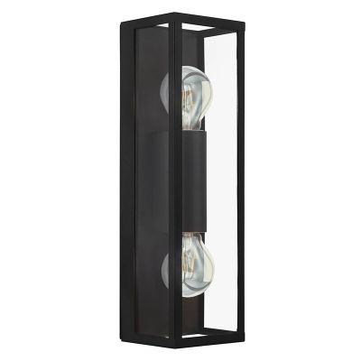 Candeeiro de parede para casa de banho preto de vidro, Amadou, IP44