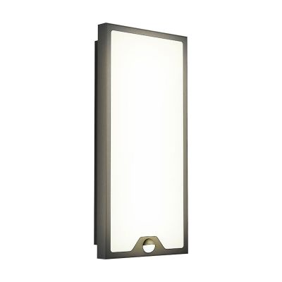 Candeeiro de parede exterior com sensor de movimento preto de aço, Lydian, 16W, LED 3000K, IP44