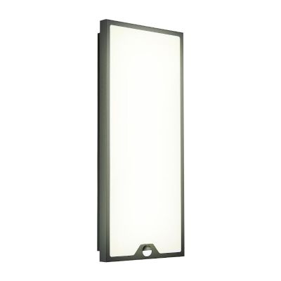 Candeeiro de parede exterior com sensor de movimento preto de aço, Lydian, 18,5W, LED 3000K, IP44