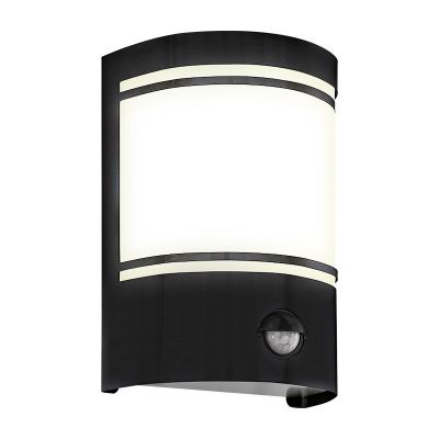 Candeeiro de parede exterior com sensor de movimento preto de aço, Elyana, IP44
