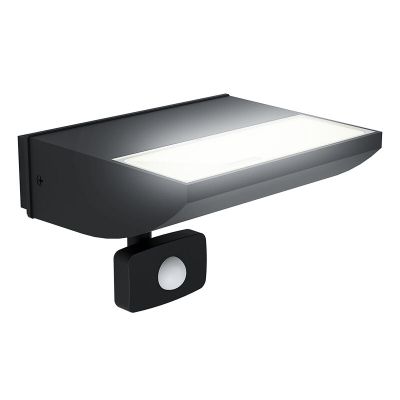 Candeeiro de parede exterior com sensor de movimento preto de alumínio, Samuel, 10,5W, LED 3000K, IP44