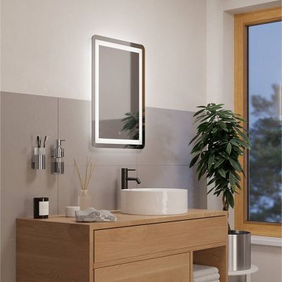 Espelho com iluminação cinzento de vidro, Bibi, 15,7W, LED ajustável de branco quente a branco frio, IP44, com interruptor