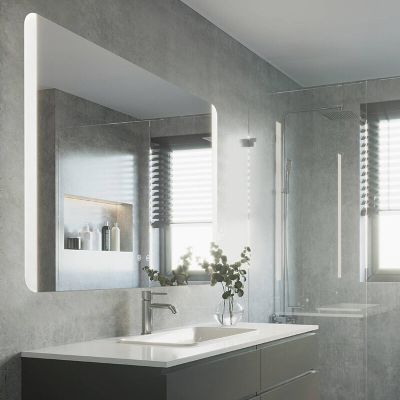 Espelho com iluminação cinzento de vidro, Bibi, 6,2W, LED ajustável de branco quente a branco frio, IP44, com interruptor