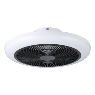 Ventilador de teto moderno branco em plástico, Henny, 5,2W, LED branco ajustável de quente a frio, com controle remoto.