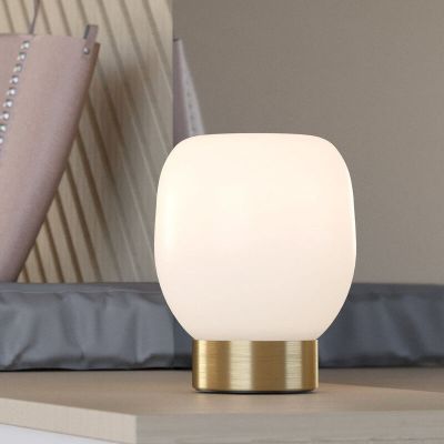 Candeeiro de mesa branco de vidro, Jeannine, com interruptor