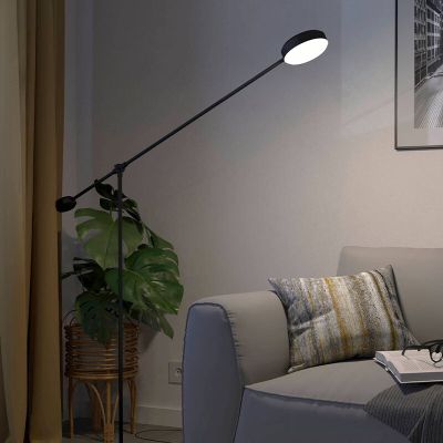 Candeeiro de leitura de pé preto de alumínio, Thies, 24W, LED 3000K, regulável em 3 níveis