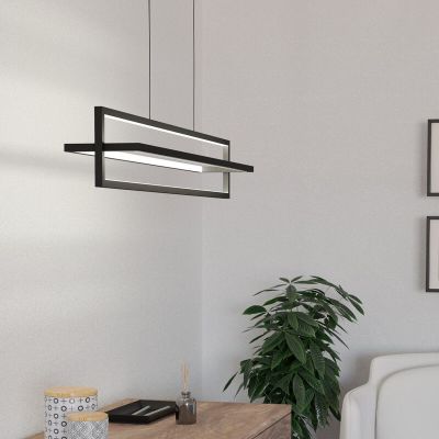 Candeeiro suspenso preto de alumínio, Lianne, 34W, LED ajustável de branco quente a branco frio, regulável em 3 níveis