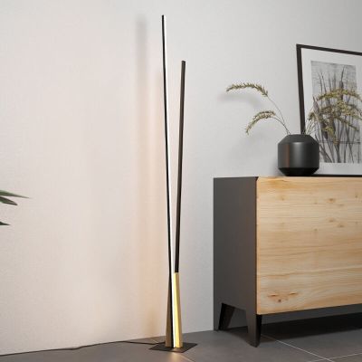 Candeeiro de pé preto de alumínio, Leintje, 12,8W, LED 3000K, com interruptor