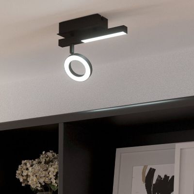Foco de teto preto de alumínio, Madelinde, 3,2W, LED 3000K