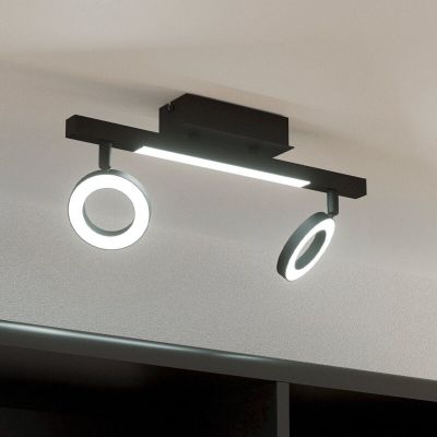 Foco de teto preto de alumínio, Madelinde, 3,2W, LED 3000K