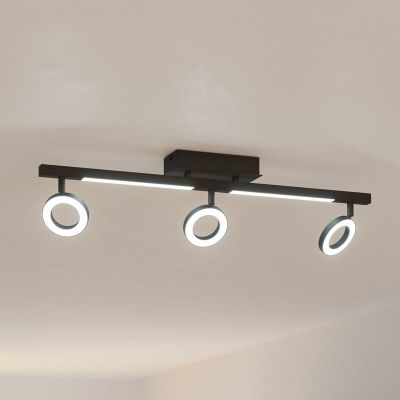 Foco de teto preto de alumínio, Madelinde, 3,2W, LED 3000K