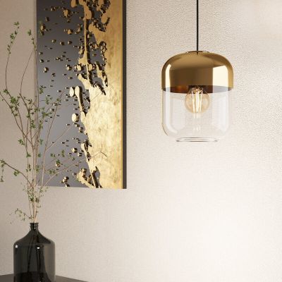 Candeeiro suspenso dourado de vidro, Jeanny
