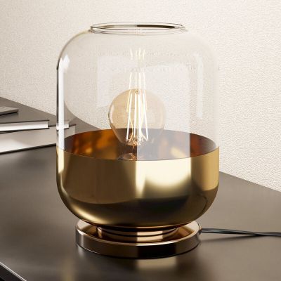 Candeeiro de mesa dourado de vidro, Jeanny, com interruptor