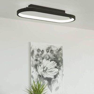 Candeeiro de teto preto de alumínio, Maira, 27W, LED 3000K, regulável em 3 níveis