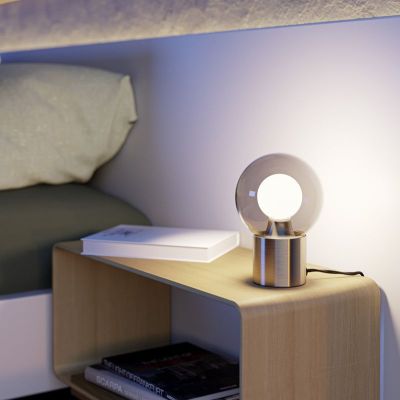 Candeeiro de mesa níquel de vidro, Bravino, com dimmer tátil
