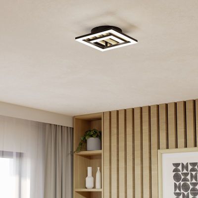 Candeeiro de teto preto de plástico, Cembrano, 12W, LED 3000K
