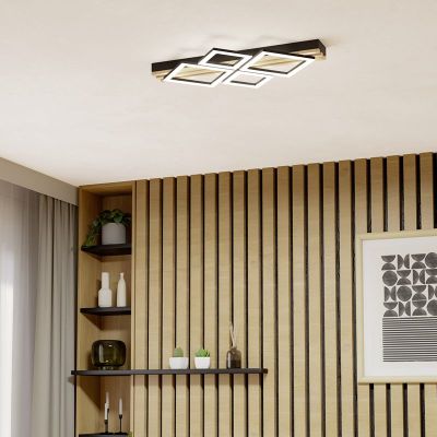 Candeeiro de teto preto de plástico, Cembrano, 30W, LED 3000K