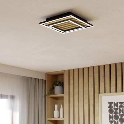Candeeiro de teto preto de plástico, Cembrano, 21W, LED 3000K