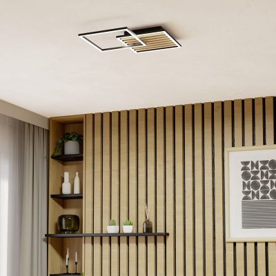 Candeeiro de teto preto de plástico, Cembrano, 30W, LED 3000K