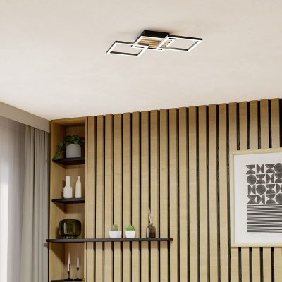 Candeeiro de teto preto de plástico, Cembrano, 9W, LED 3000K