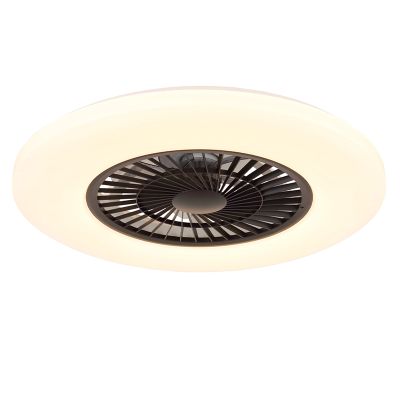 Ventilador de teto moderno branco em plástico, Kjelt, 40W, LED RGBW, com controle remoto.