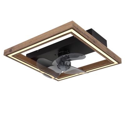 Ventilador de teto moderno marrom, de plástico, Lamyea, 24W, LED branco ajustável de quente a frio, com controle remoto.
