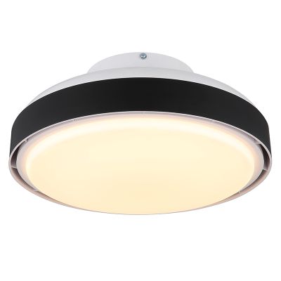 Ventilador de teto moderno preto em plástico, Madhavi, 40W, LED branco ajustável de quente a frio, com controle remoto.