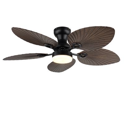 Ventilador de teto rústico marrom em metal, Naduah, 22W, interruptor LED branco, com controle remoto.