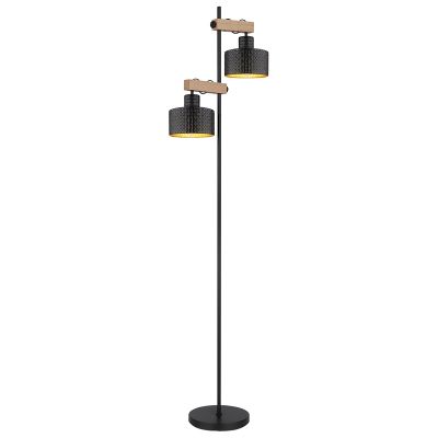 Candeeiro de pé preto de metal, Riemmer, com interruptor