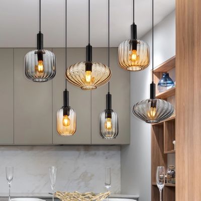 Candeeiro suspenso preto de vidro, Marjolein