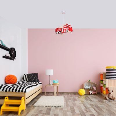 Candeeiro suspenso quarto infantil vermelho de plástico, Fuego