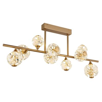 Candeeiro de teto dourado de cristal, Viresh, 73,8W, LED 3000K