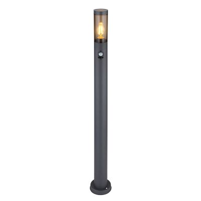 Candeeiro de pé exterior com sensor de movimento preto de aço inoxidável, Ishara, IP44