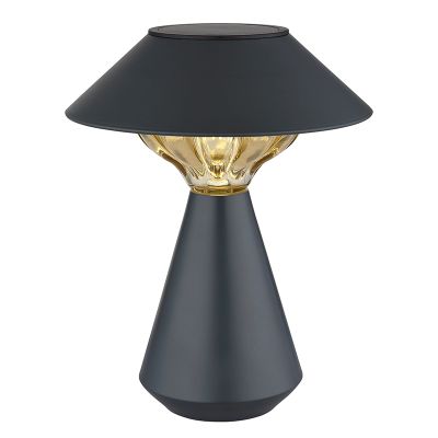 Candeeiro de mesa exterior solar preto de plástico, Nasr, 0,1W, LED 3000K, IP44, com interruptor