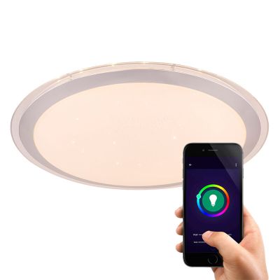 Candeeiro de teto inteligente branco de metal, Vinay, 30W, LED RGBW