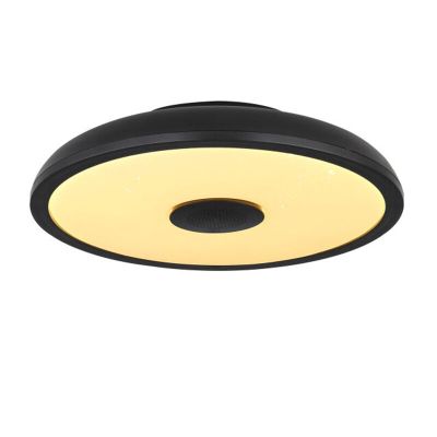 Plafon preto de plástico, Musica, 18W, LED RGBW, IP44, com comando à distância